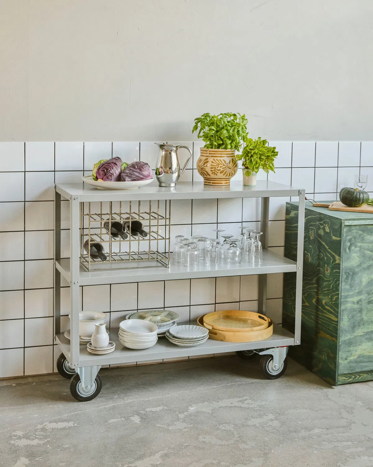 House Doctor Hylla med 4 hjul, HDTrolley, Grå