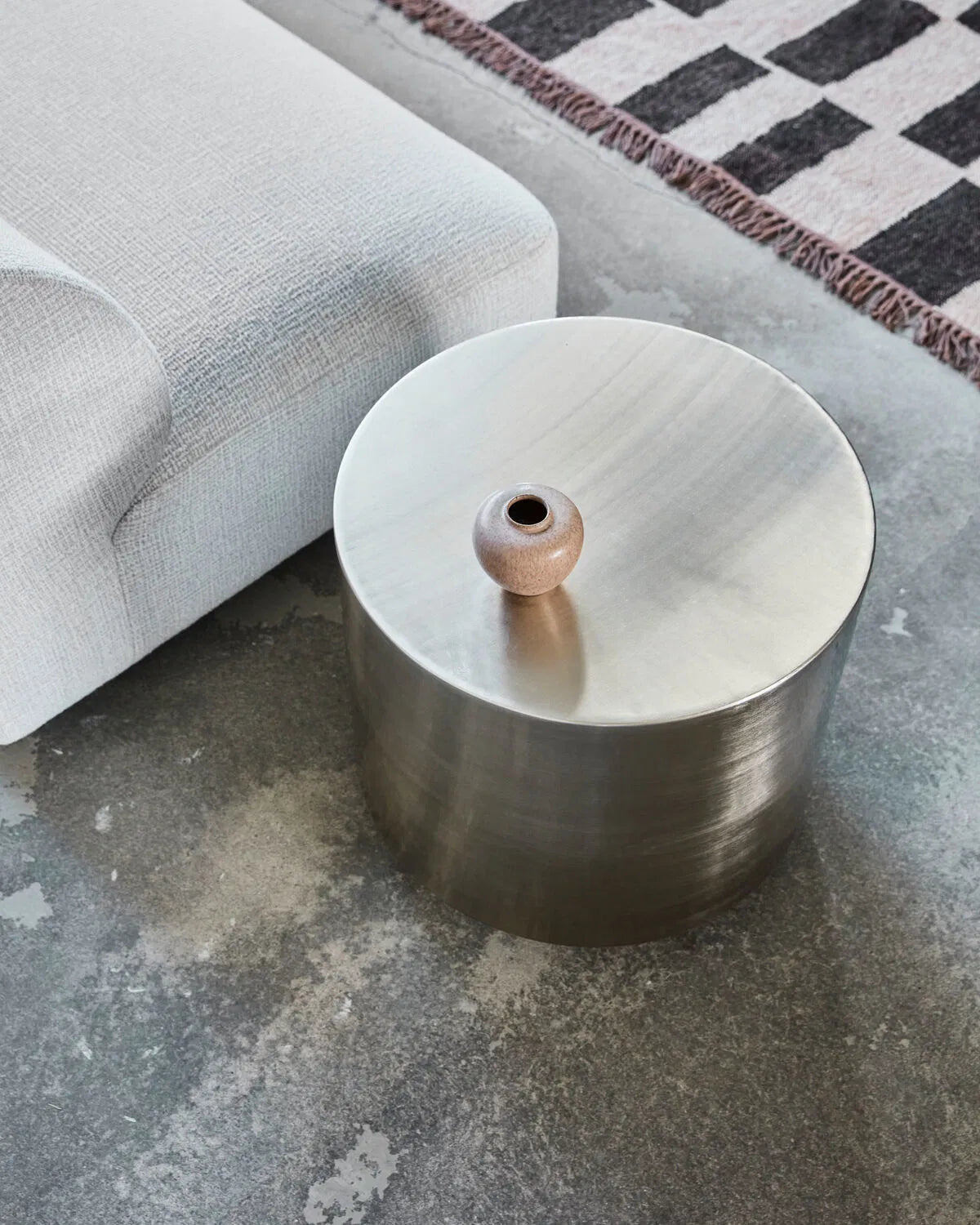 House Doctor Sidobord, HDStep, Borstad silverfinish