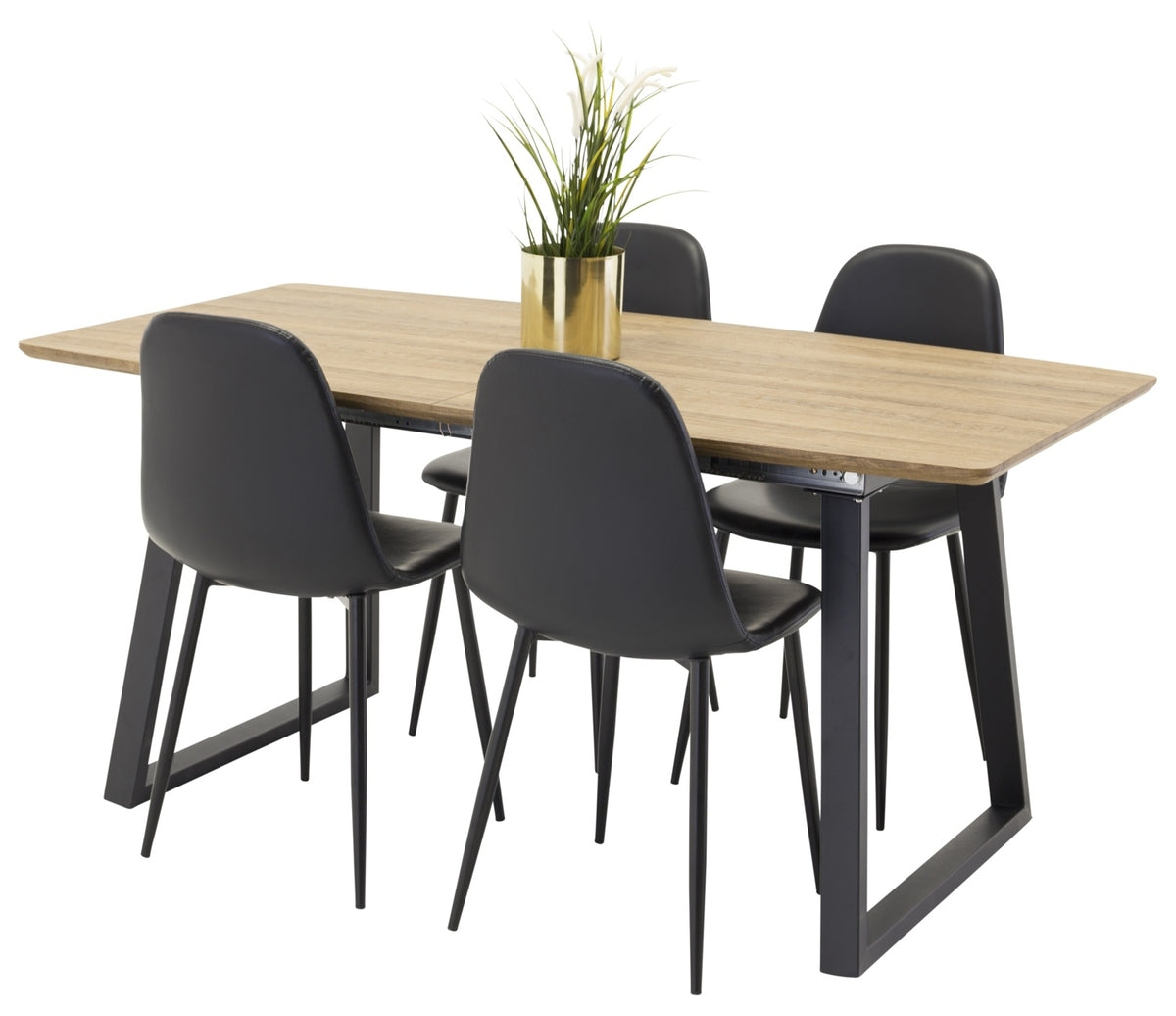 Venture Design Polar & Inca Matstolar 2-pack Svart + Rektangulära Matbord 160 x 85 Valnöt