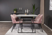 Venture Design Estelle & Velvet Rektangulära Matbord 140 x 90 Svart + Matstolar 2-pack Gammelrosa