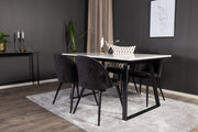 Venture Design Estelle & Velvet Rektangulära Matbord 140 x 90 Svart + Matstolar 2-pack Svart