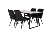 Venture Design Estelle & Velvet Deluxe Rektangulära Matbord 140 x 90 Svart + Matstolar 2-pack Svart