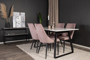 Venture Design Leone & Estelle Matstolar 2-pack Gammelrosa + Rektangulära Matbord 140 x 90 Svart