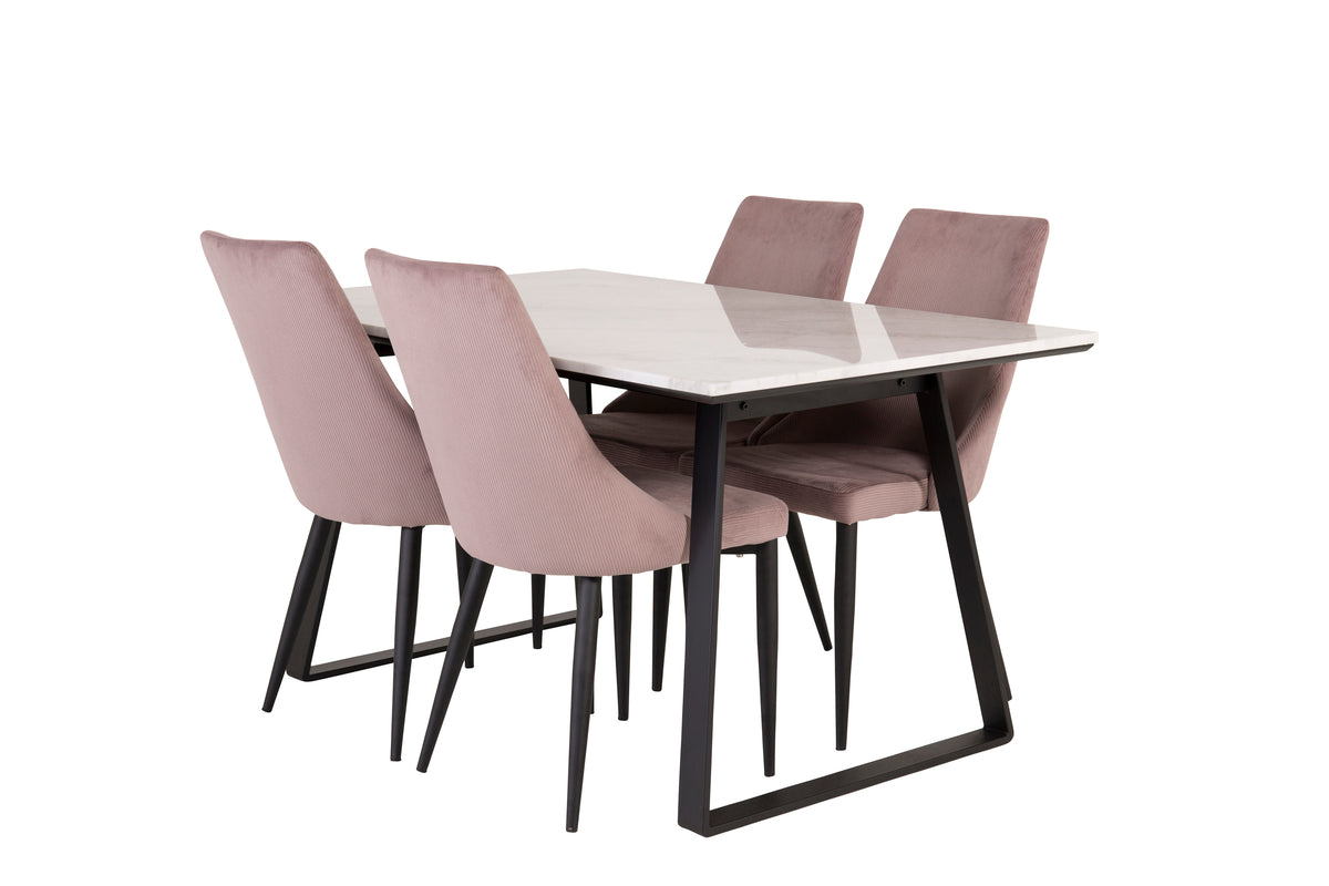 Venture Design Leone & Estelle Matstolar 2-pack Gammelrosa + Rektangulära Matbord 140 x 90 Svart