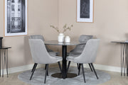 Venture Design Estelle & Velvet Deluxe Runda Matbord ⌀106 Mörkgrå + Matstolar 2-pack Ljusgrå