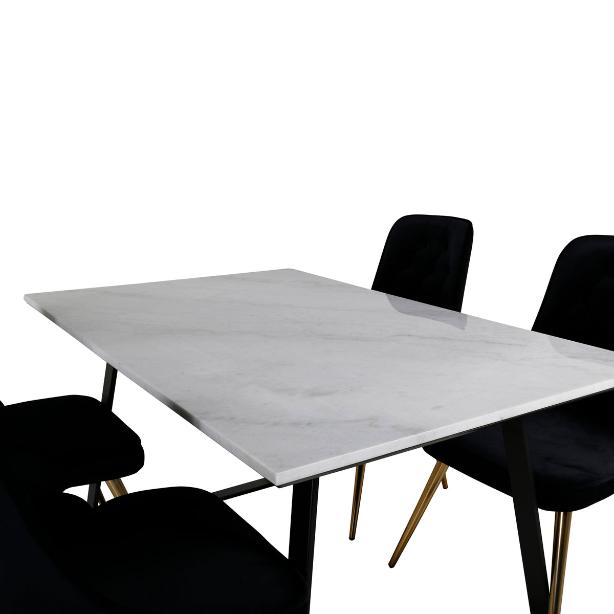 Venture Design Estelle & Velvet Deluxe Matbord 90x140 + Matstolar Svart