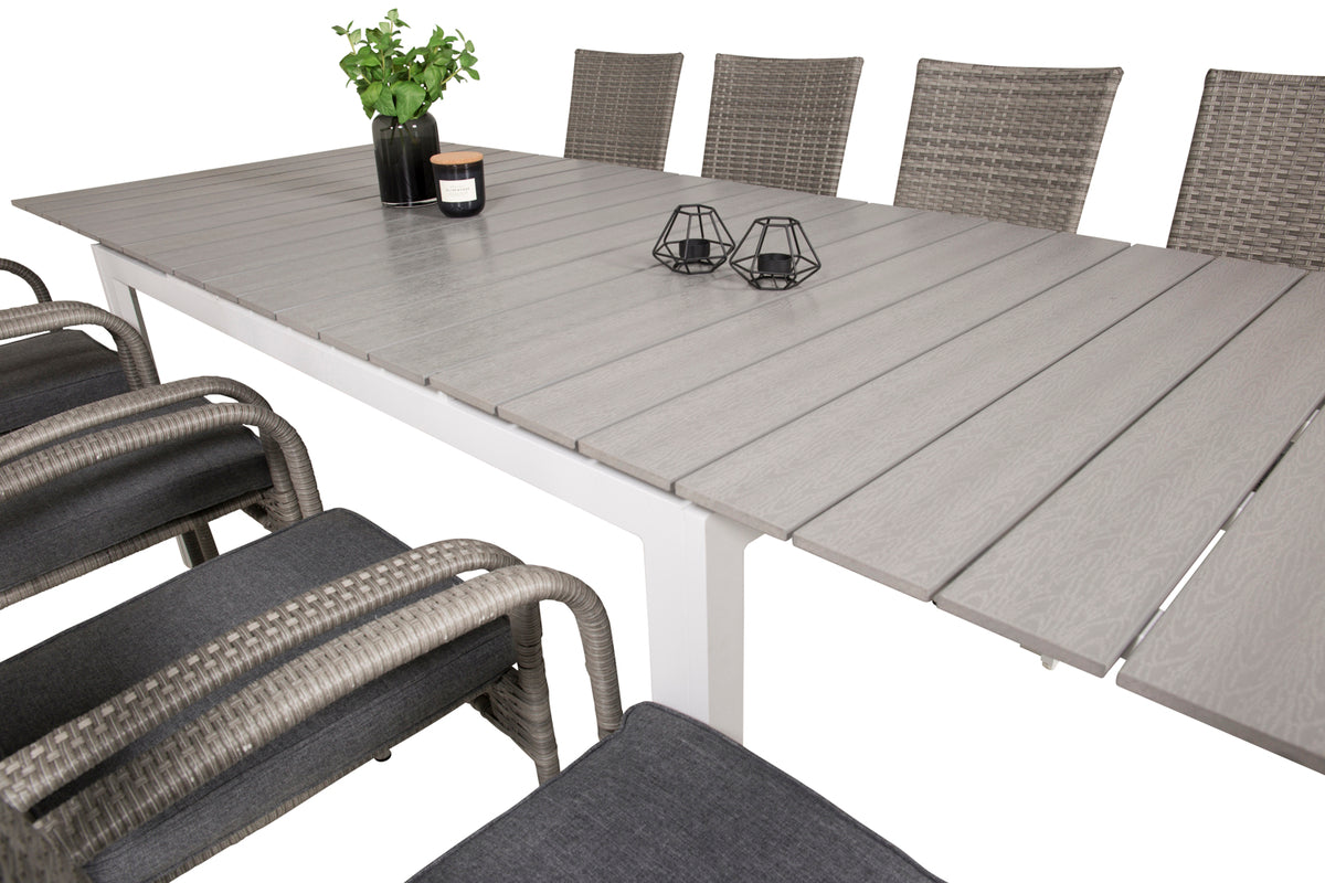 Venture Design Levels & Anna Rektangulära Matbord 160 x 100 Vit + Matstolar 2-pack Grå