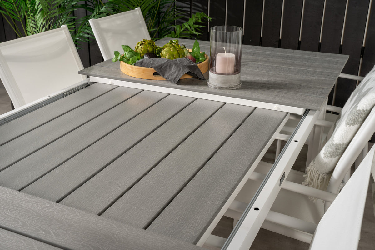Venture Design Levels & Santorini Matbord 160 x 100 + Matstolar Vit