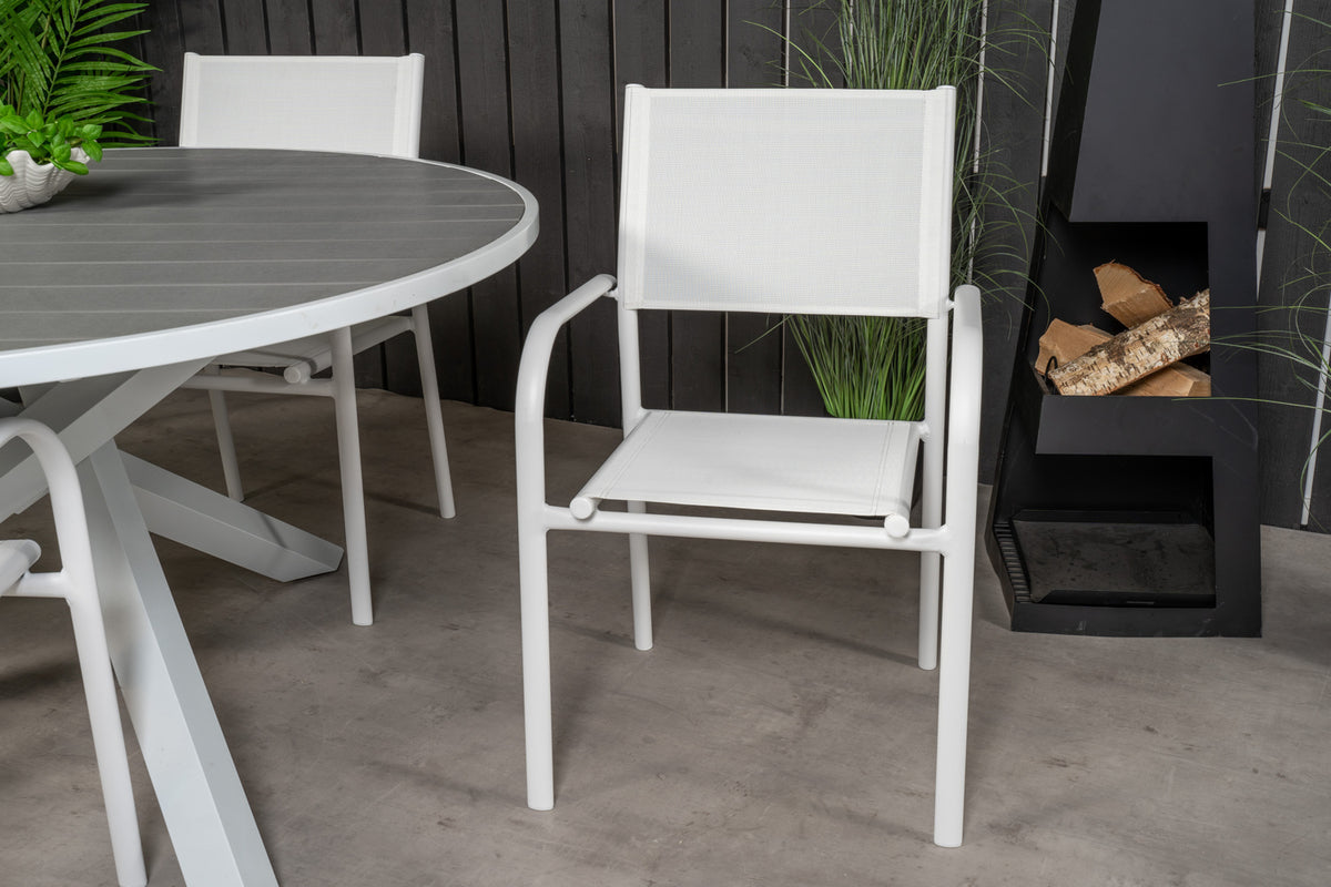 Venture Design Parma & Santorini Matbord ⌀140 + Matstolar Vit