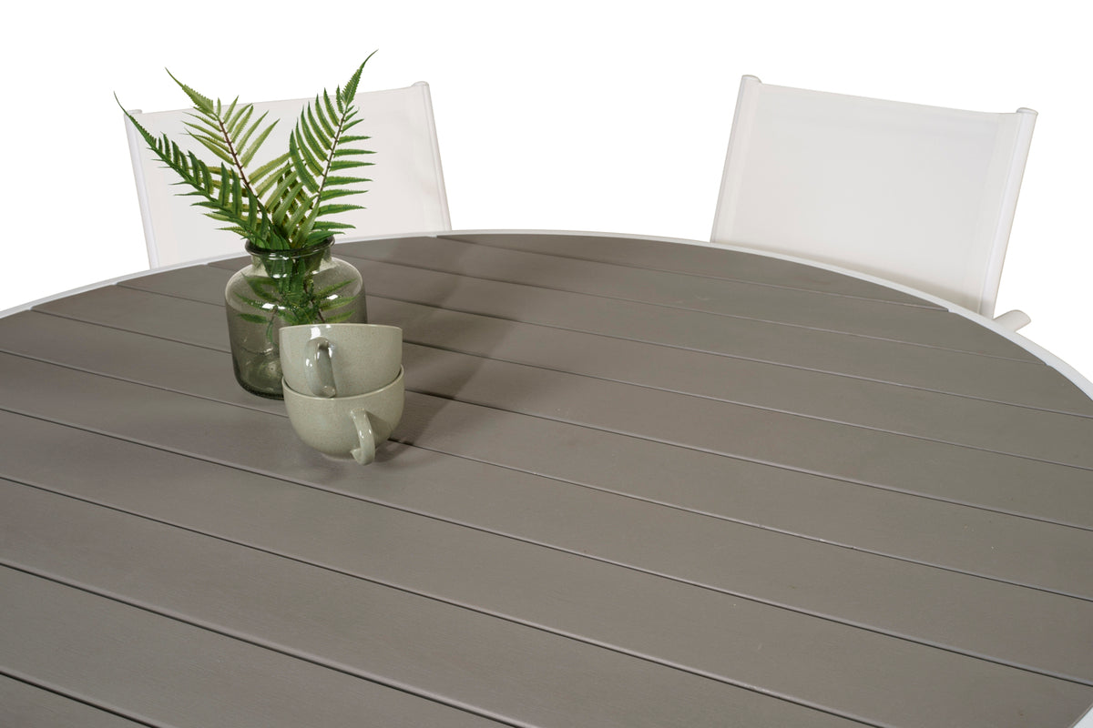 Venture Design Parma & Santorini Matbord ⌀140 + Matstolar Vit
