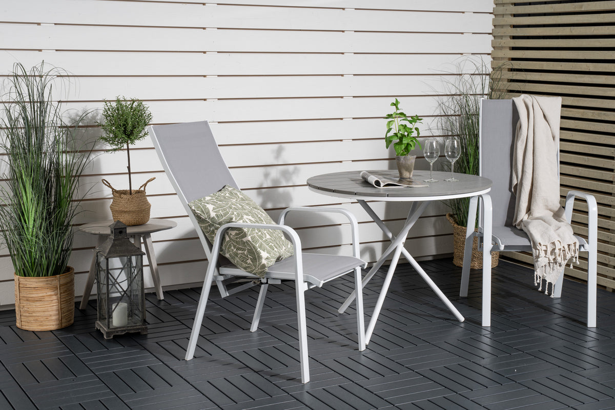 Venture Design Copacabana & Parma Reclinerstolar 2-pack Grå + Cafebord ⌀90 Grå