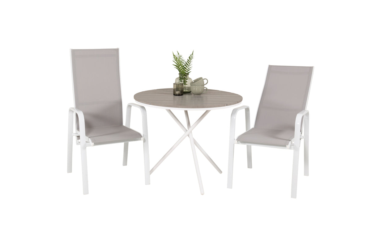 Venture Design Copacabana & Parma Reclinerstolar 2-pack Grå + Cafebord ⌀90 Grå