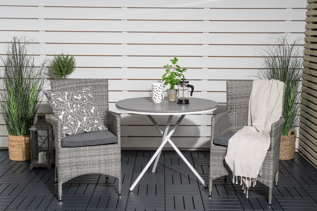 Venture Design Malin & Parma Matstolar 2-pack Grå + Cafebord ⌀90 Grå