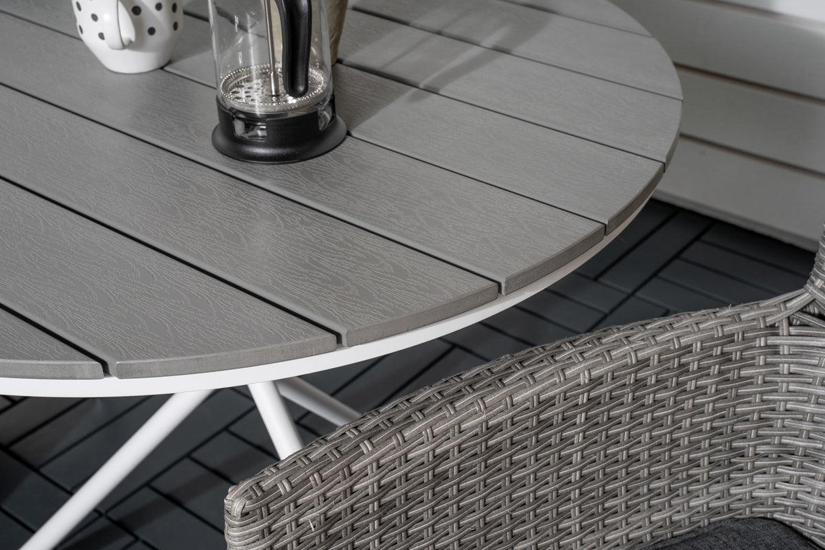 Venture Design Malin & Parma Matstolar 2-pack Grå + Cafebord ⌀90 Grå