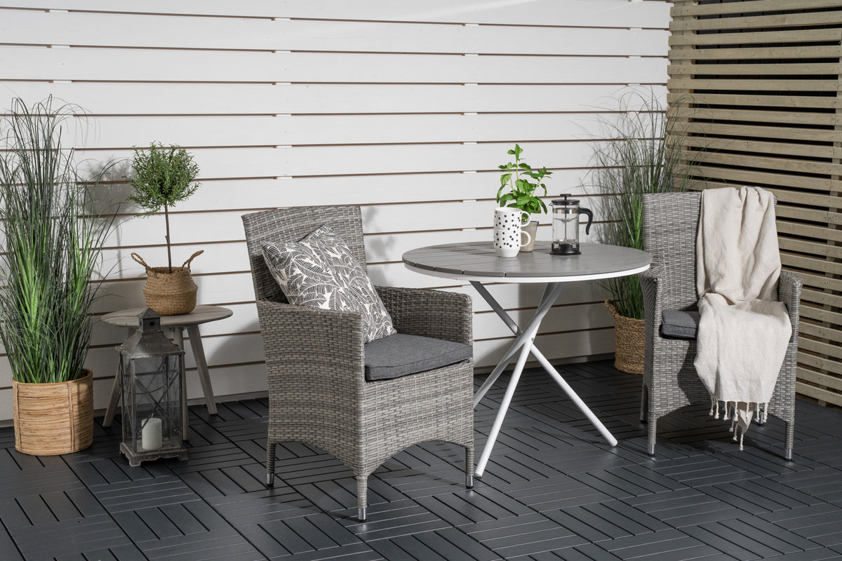 Venture Design Malin & Parma Matstolar 2-pack Grå + Cafebord ⌀90 Grå