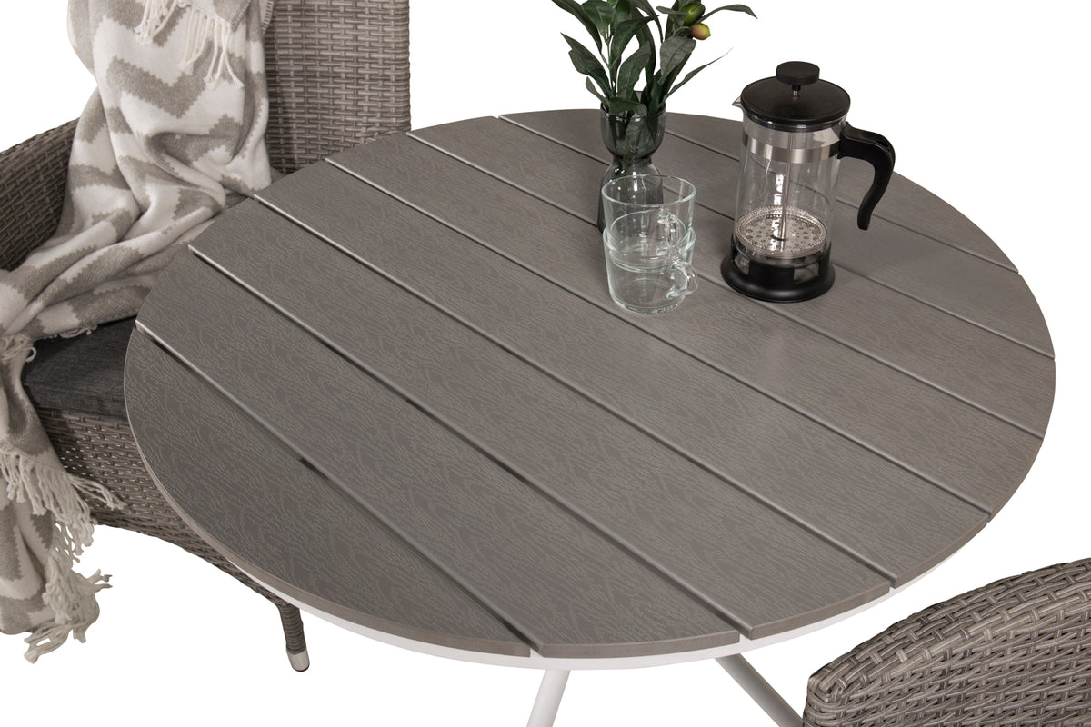 Venture Design Malin & Parma Matstolar 2-pack Grå + Cafebord ⌀90 Grå