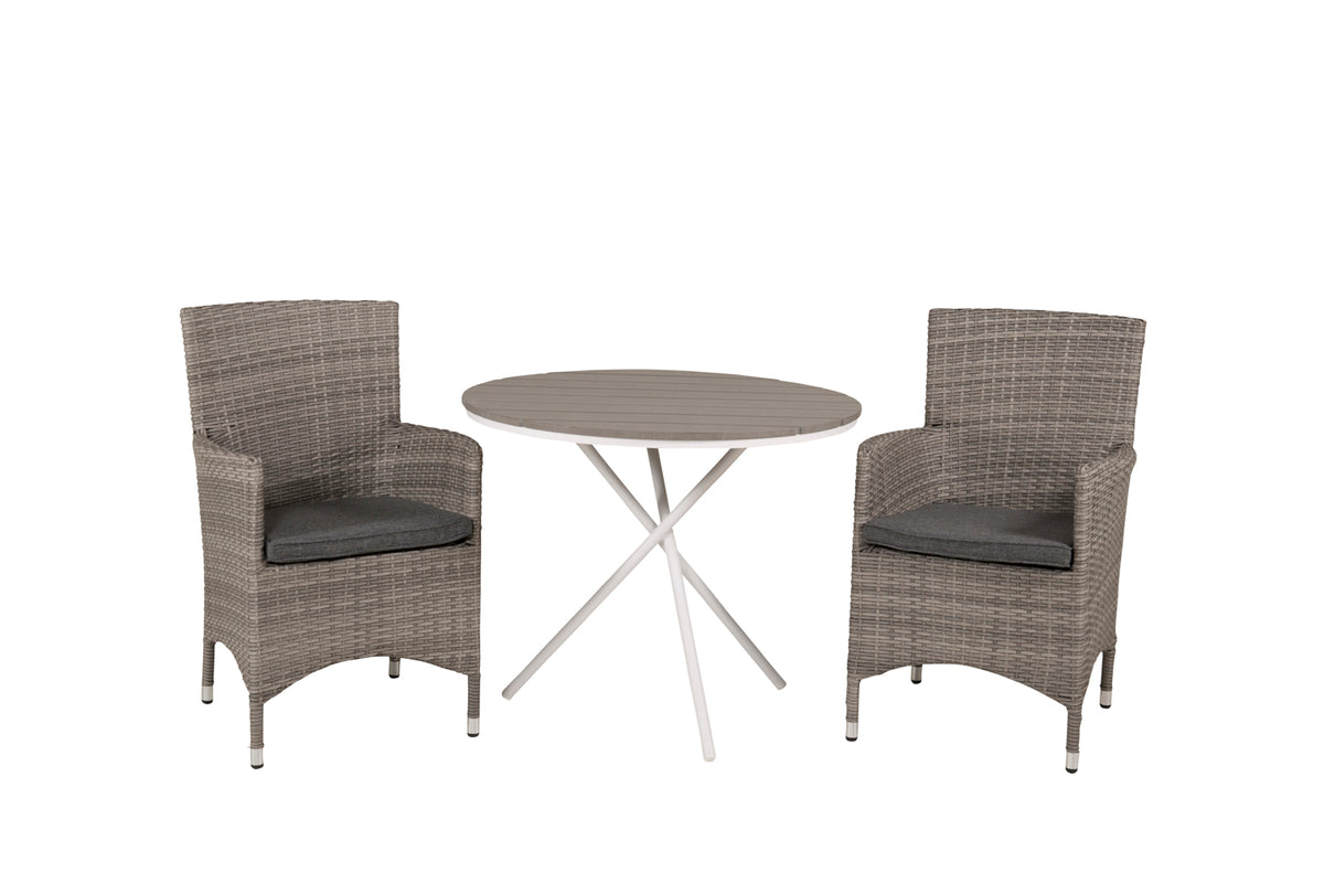Venture Design Malin & Parma Matstolar 2-pack Grå + Cafebord ⌀90 Grå