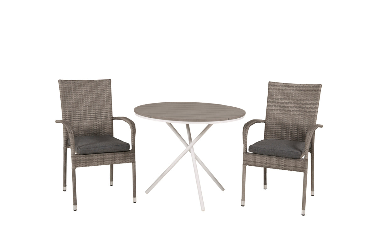 Venture Design Anna & Parma Matstolar 2-pack Grå + Cafebord ⌀90 Grå
