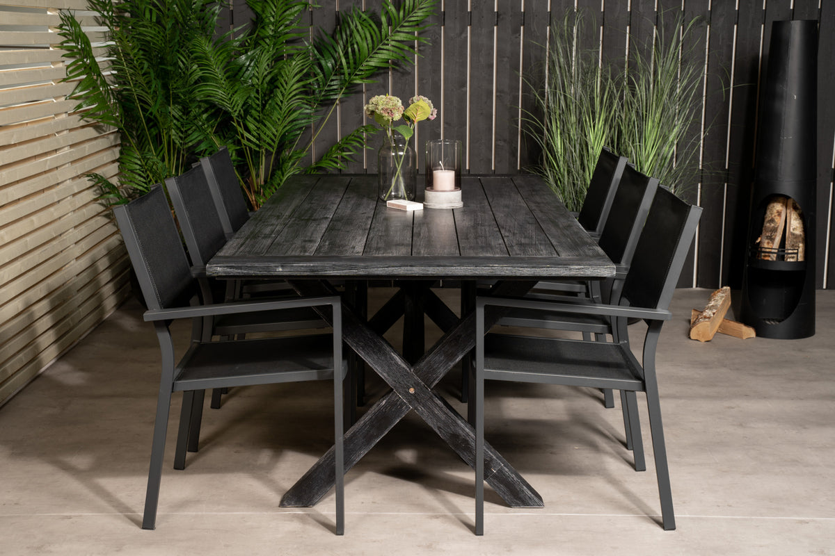 Venture Design Copacabana & Rives Matstolar Svart + Matbord 200x100