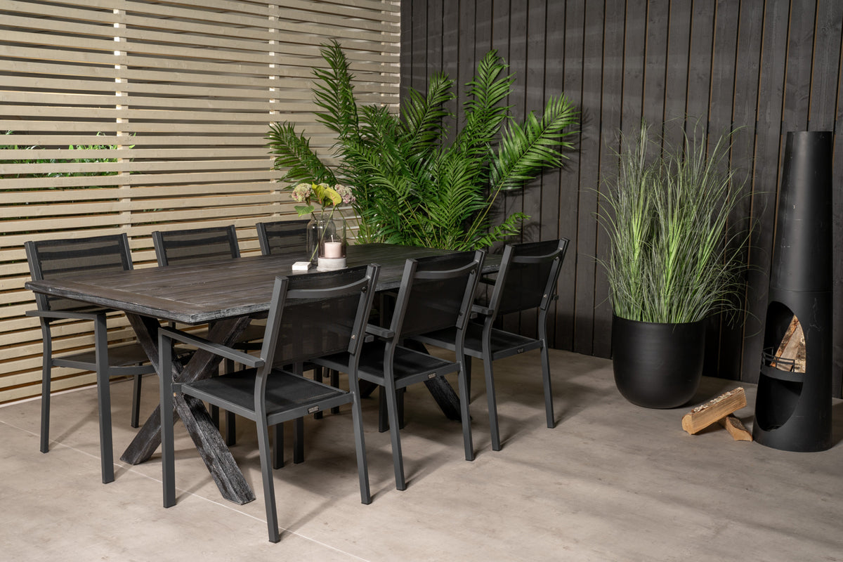 Venture Design Copacabana & Rives Matstolar Svart + Matbord 200x100