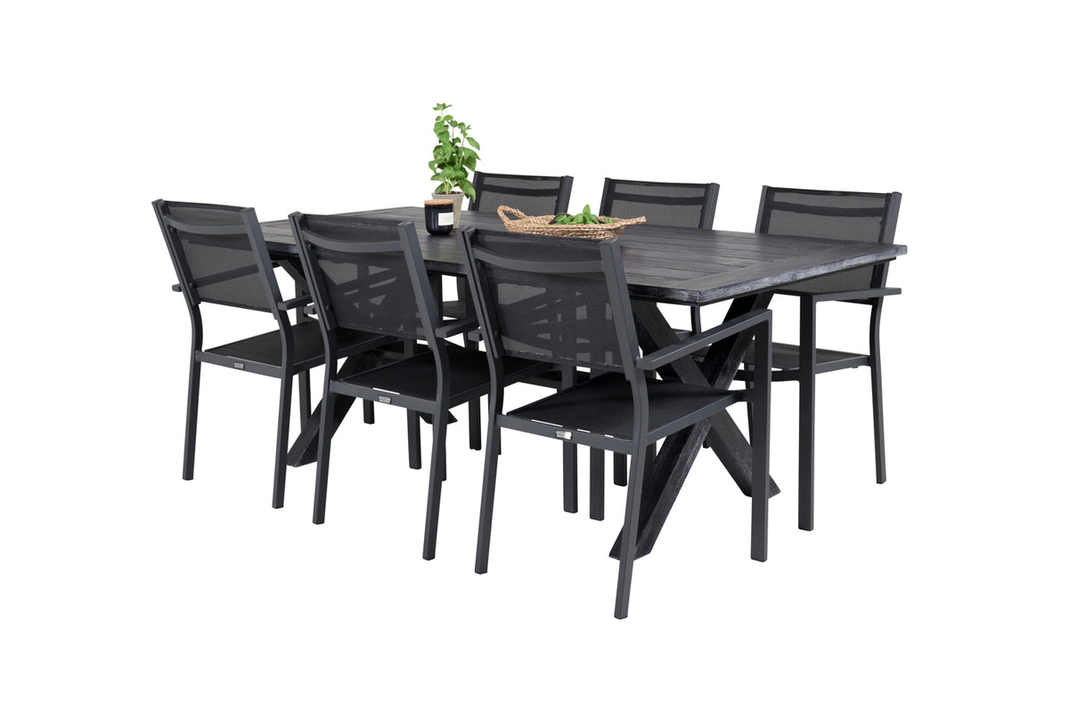 Venture Design Copacabana & Rives Matstolar Svart + Matbord 200x100