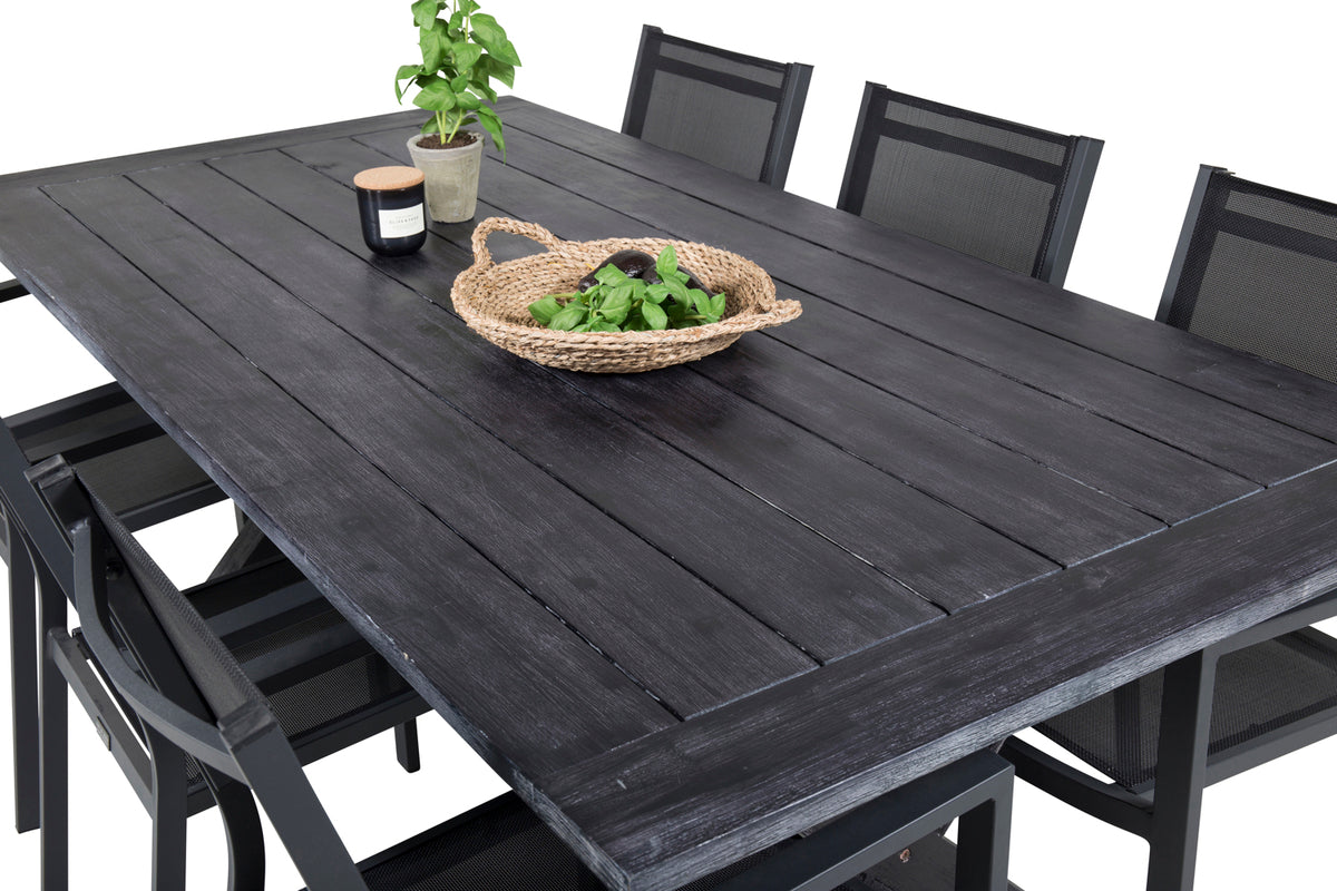 Venture Design Copacabana & Rives Matstolar Svart + Matbord 200x100