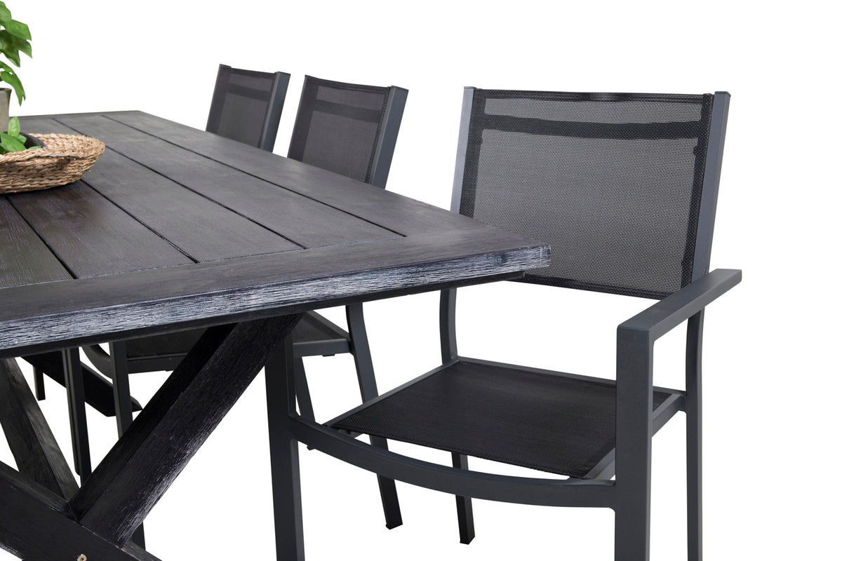 Venture Design Copacabana & Rives Matstolar Svart + Matbord 200x100