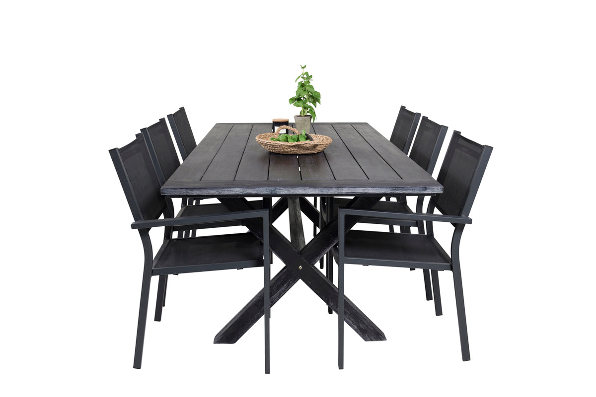 Venture Design Copacabana & Rives Matstolar Svart + Matbord 200x100