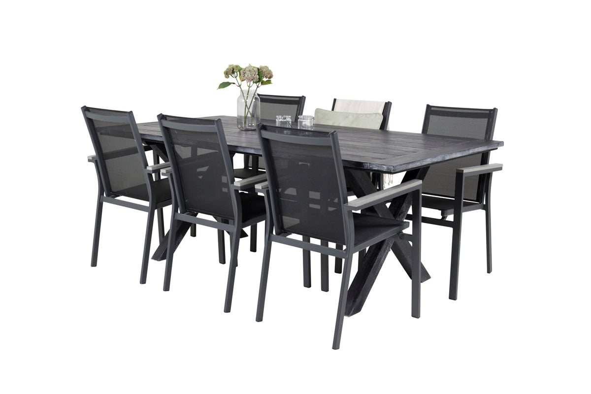 Venture Design Parma & Rives Matstolar Svart + Matbord 200x100