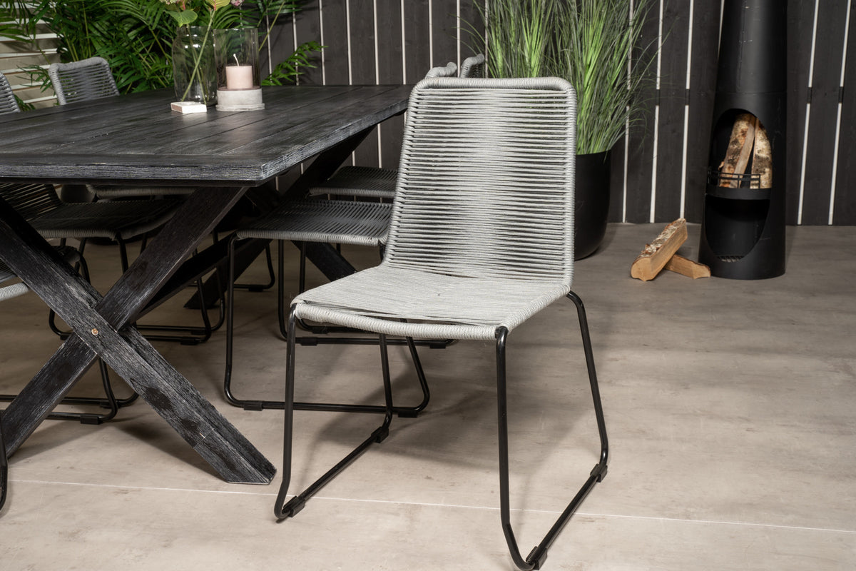 Venture Design Lindos & Rives Matstolar Grå + Matbord 200x100