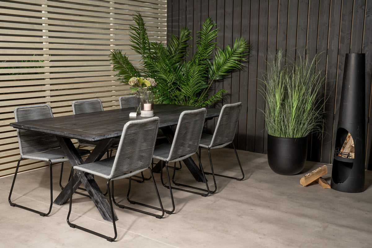 Venture Design Lindos & Rives Matstolar Grå + Matbord 200x100