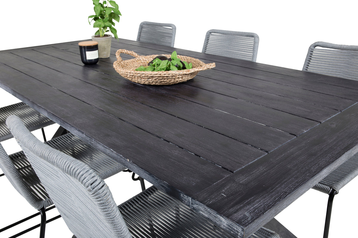 Venture Design Lindos & Rives Matstolar Grå + Matbord 200x100