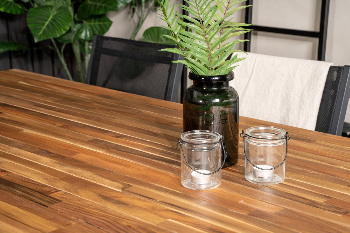 Venture Design Copacabana & Bois Matstolar Svart + Rektangulära Matbord 205 x 90 Natur