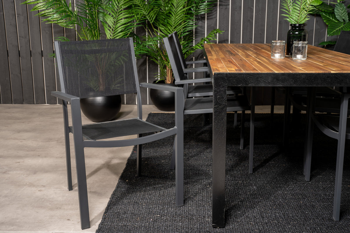 Venture Design Copacabana & Bois Matstolar Svart + Rektangulära Matbord 205 x 90 Natur