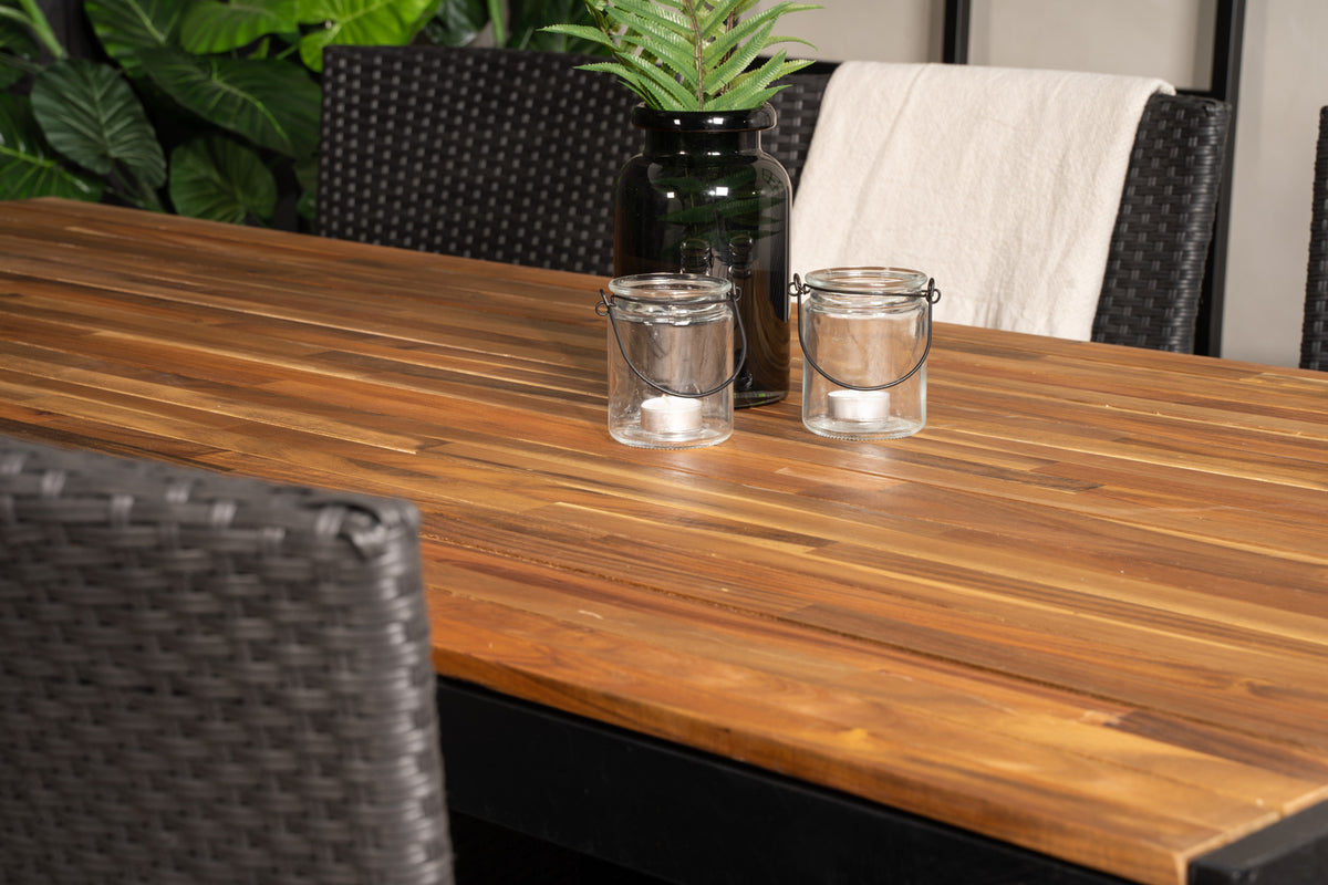 Venture Design Malin & Bois Matstolar 2-pack Svart + Rektangulära Matbord 205 x 90 Natur