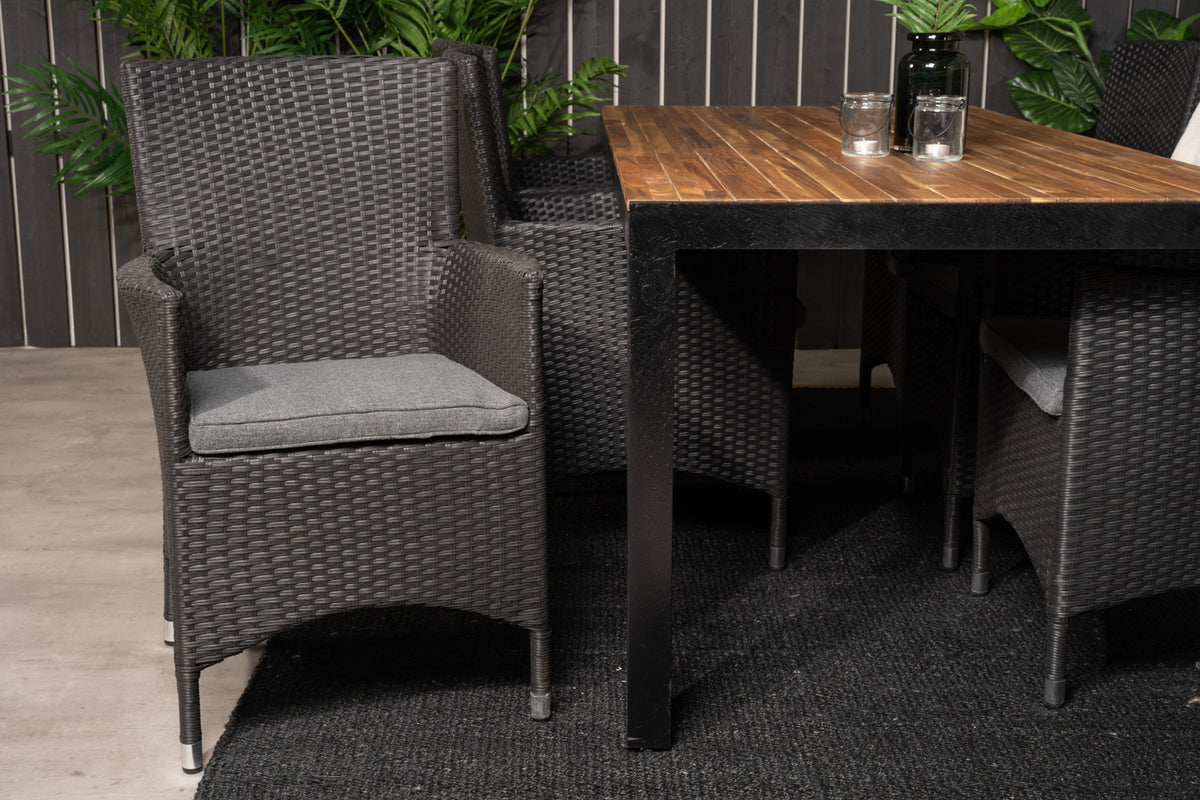 Venture Design Malin & Bois Matstolar 2-pack Svart + Rektangulära Matbord 205 x 90 Natur