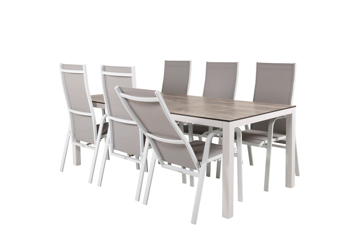 Venture Design Copacabana & Llama Reclinerstolar Grå + Matbord 205x100