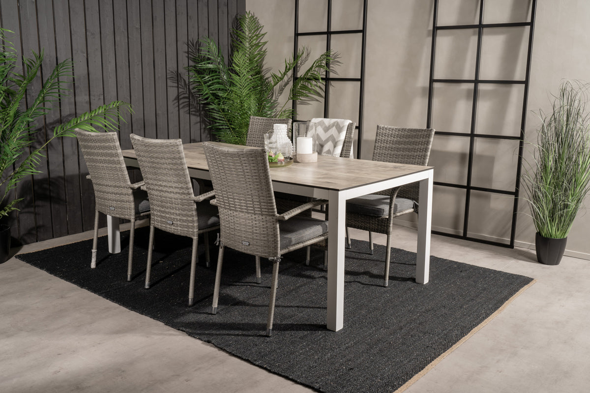 Venture Design Anna & Llama Matstolar Grå + Matbord 205x100