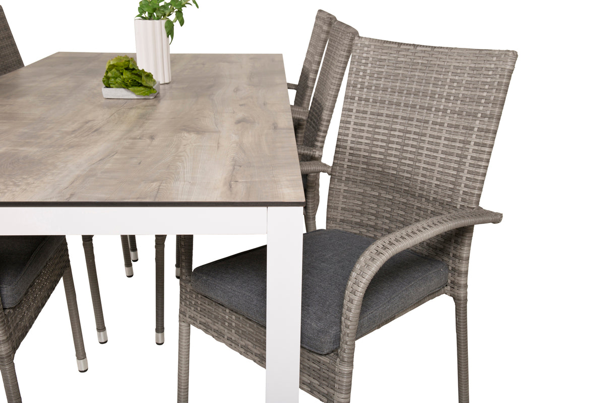 Venture Design Anna & Llama Matstolar Grå + Matbord 205x100