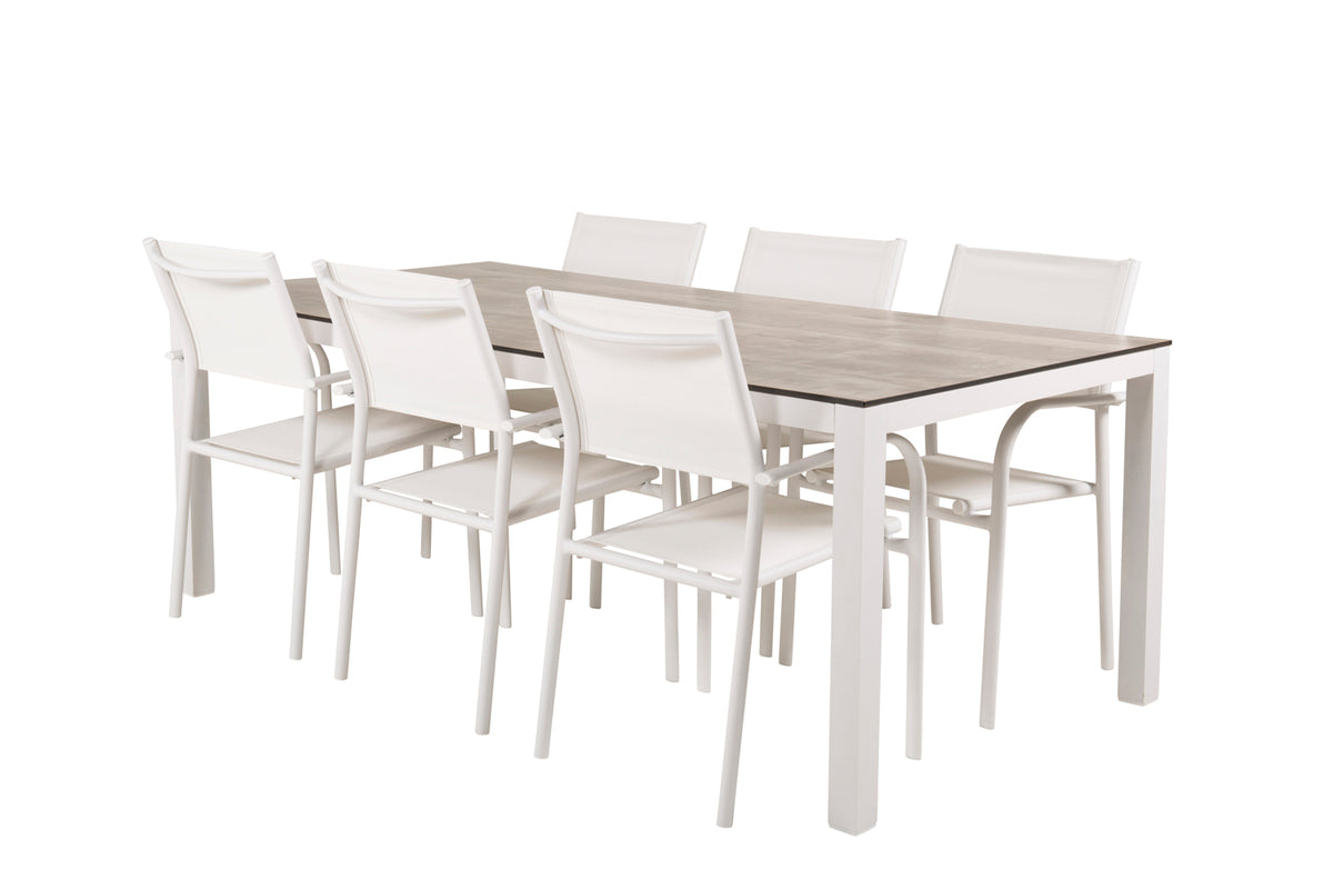 Venture Design Santorini & Llama Matstolar Vit + Matbord 205x100