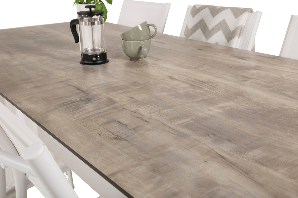 Venture Design Santorini & Llama Matstolar Vit + Matbord 205x100