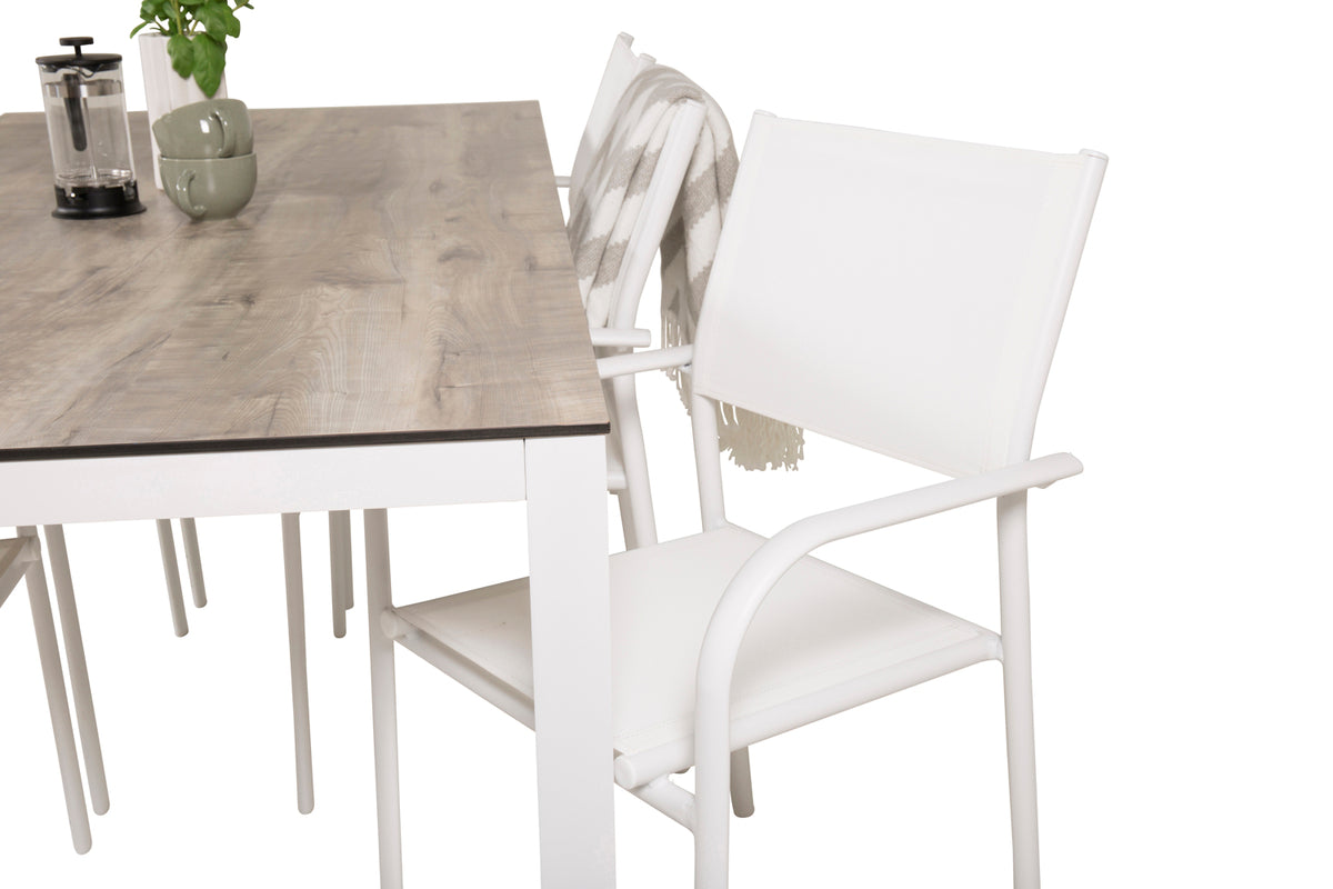 Venture Design Santorini & Llama Matstolar Vit + Matbord 205x100