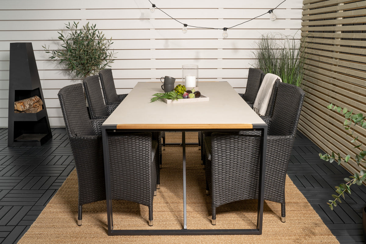 Venture Design Malin & Texas Matstolar Svart + Matbord 200x100
