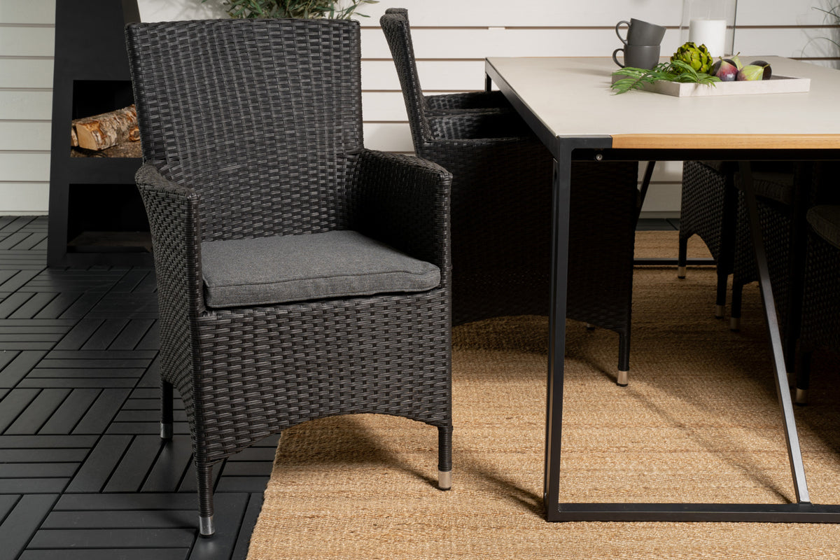 Venture Design Malin & Texas Matstolar Svart + Matbord 200x100