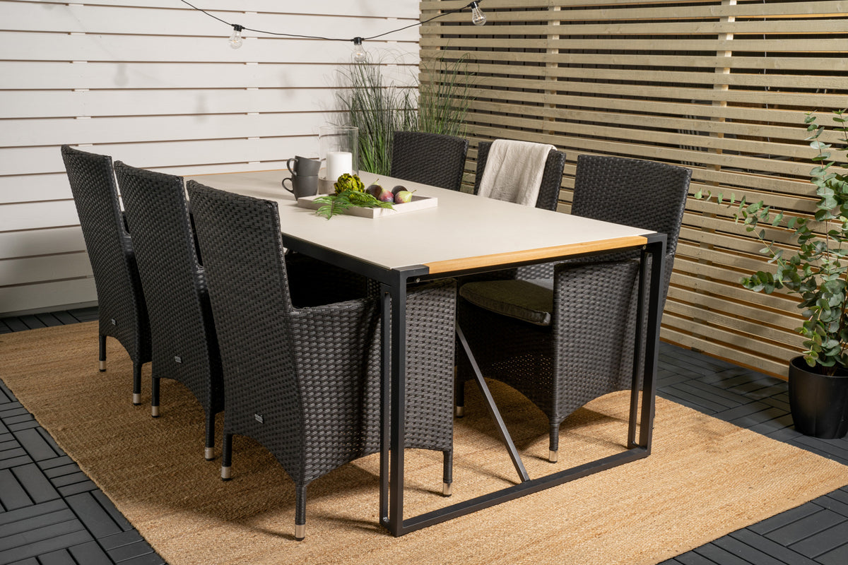 Venture Design Malin & Texas Matstolar Svart + Matbord 200x100