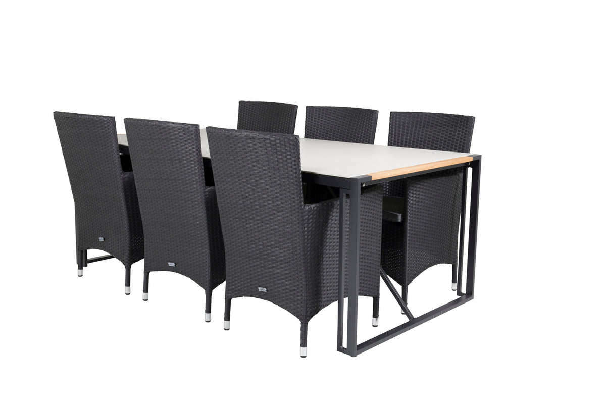 Venture Design Malin & Texas Matstolar Svart + Matbord 200x100