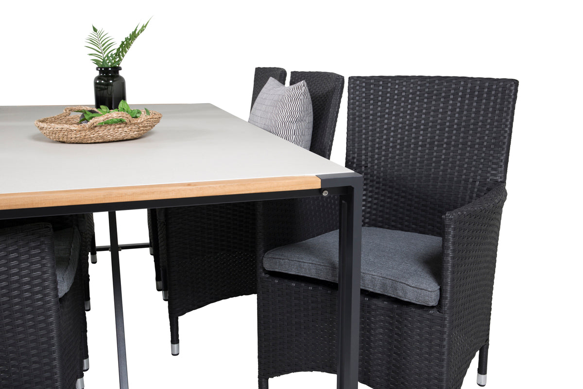 Venture Design Malin & Texas Matstolar Svart + Matbord 200x100