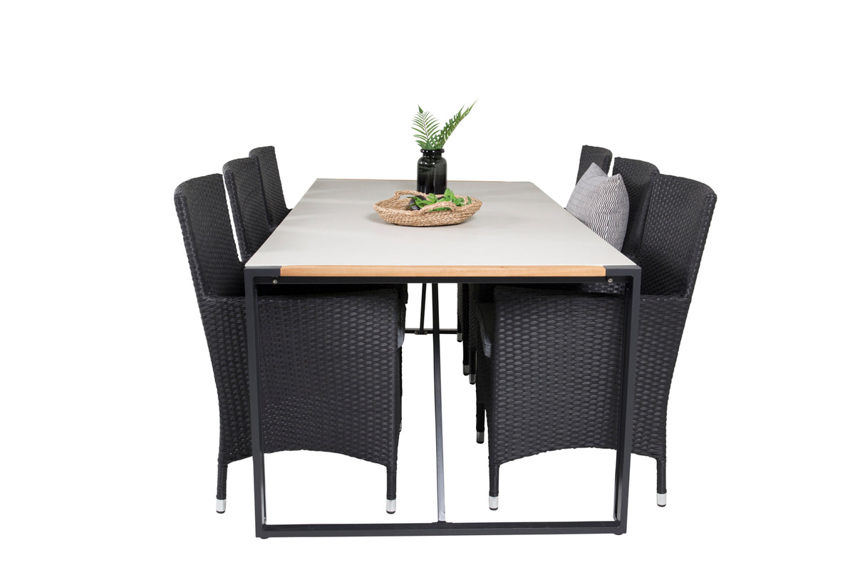 Venture Design Malin & Texas Matstolar Svart + Matbord 200x100