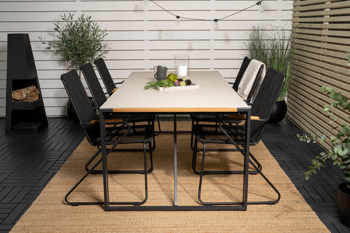 Venture Design Bois & Texas Matstolar Svart + Matbord 200x100