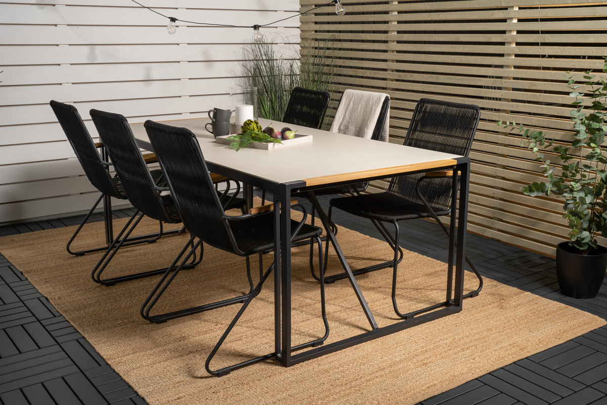 Venture Design Bois & Texas Matstolar Svart + Matbord 200x100